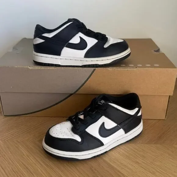 Nike Dunk Low Panda Black/White Toddler Sneakers- SZ 10 C - Picture 3 of 12